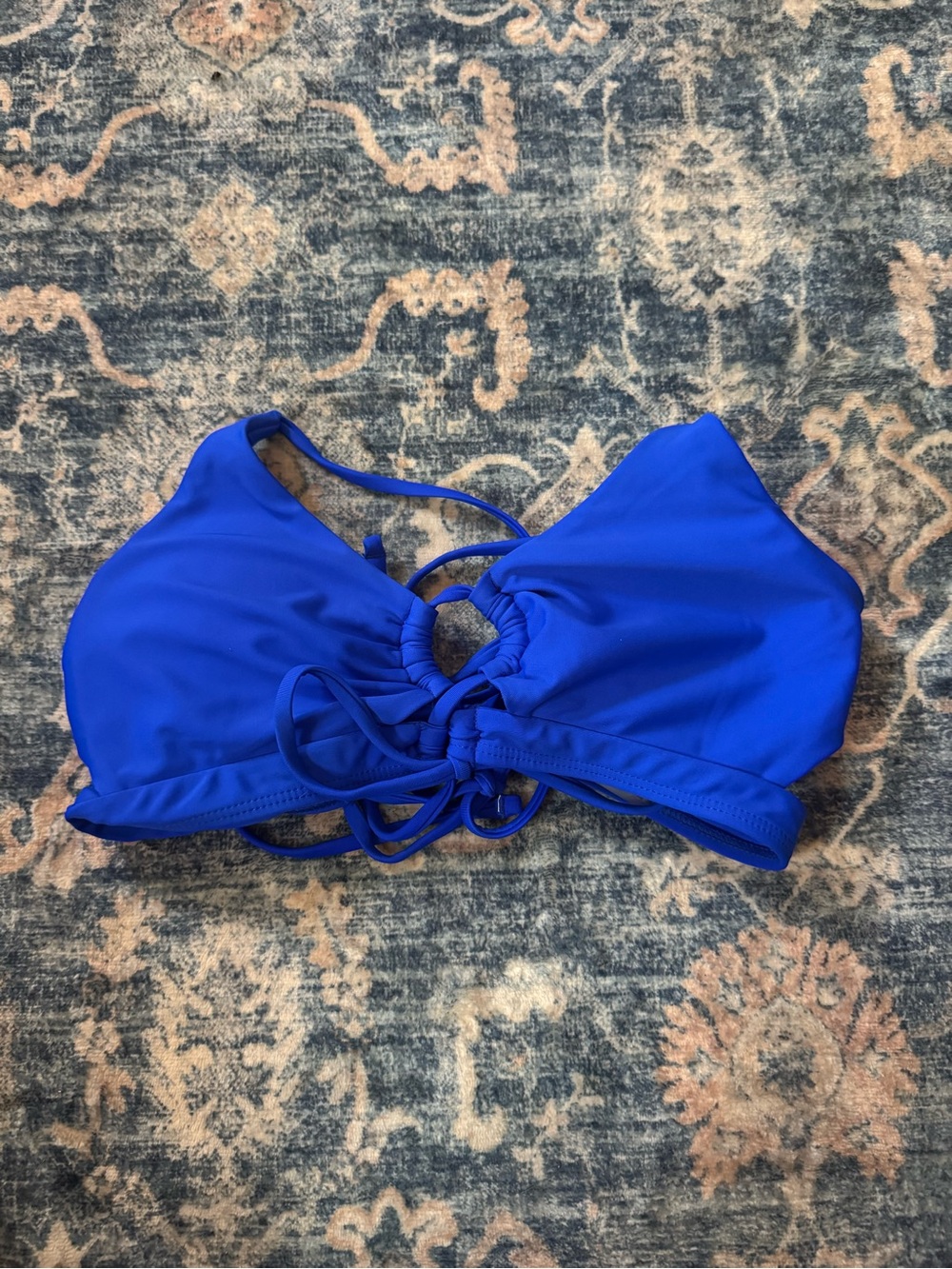 Amazon Royal Blue Lace-Up Women's Bikini Top